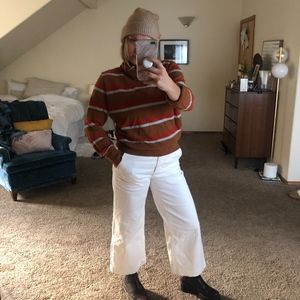 Madewell Mockneck Striped Sweater- Large